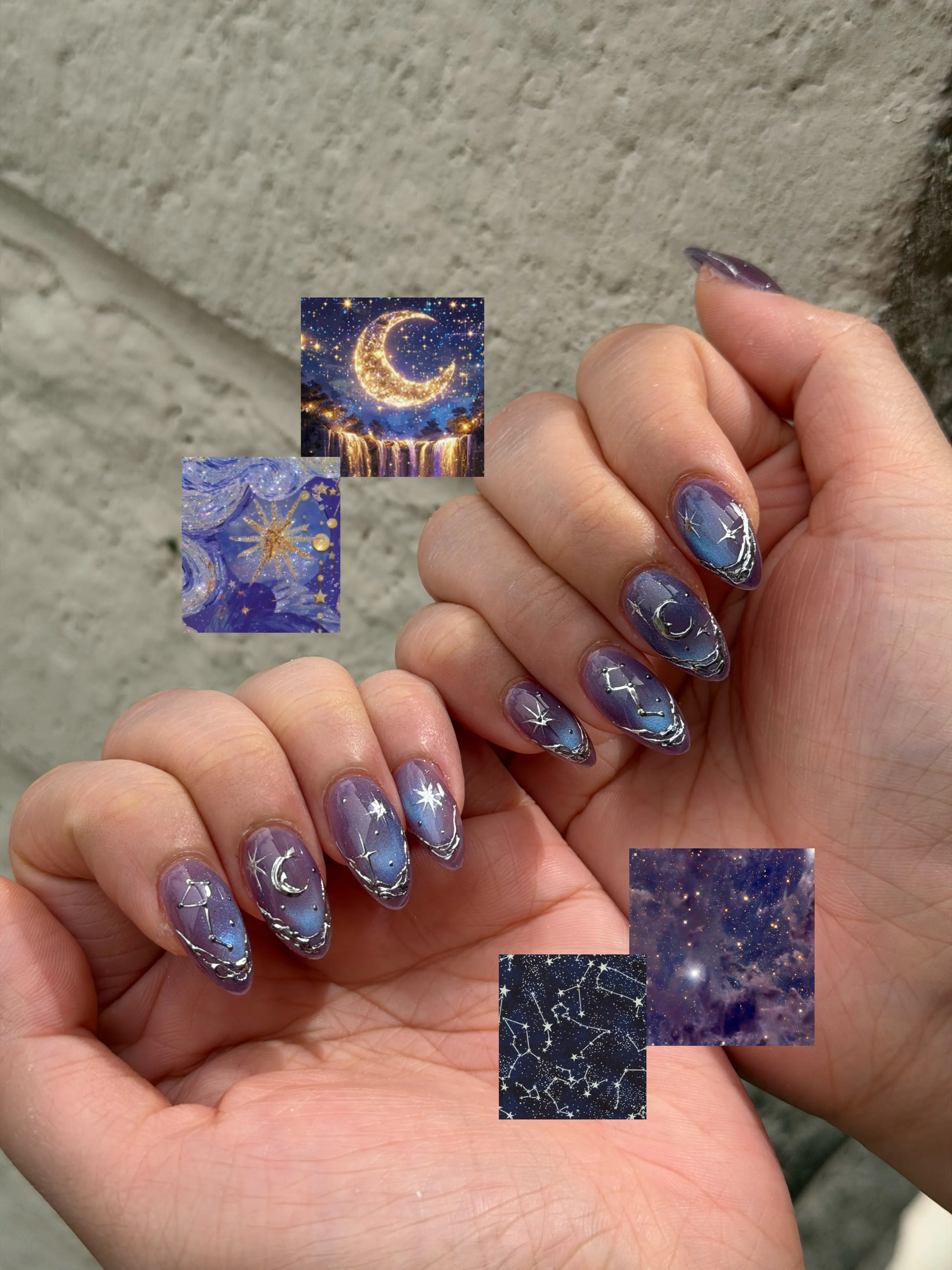 Celestial purple nails