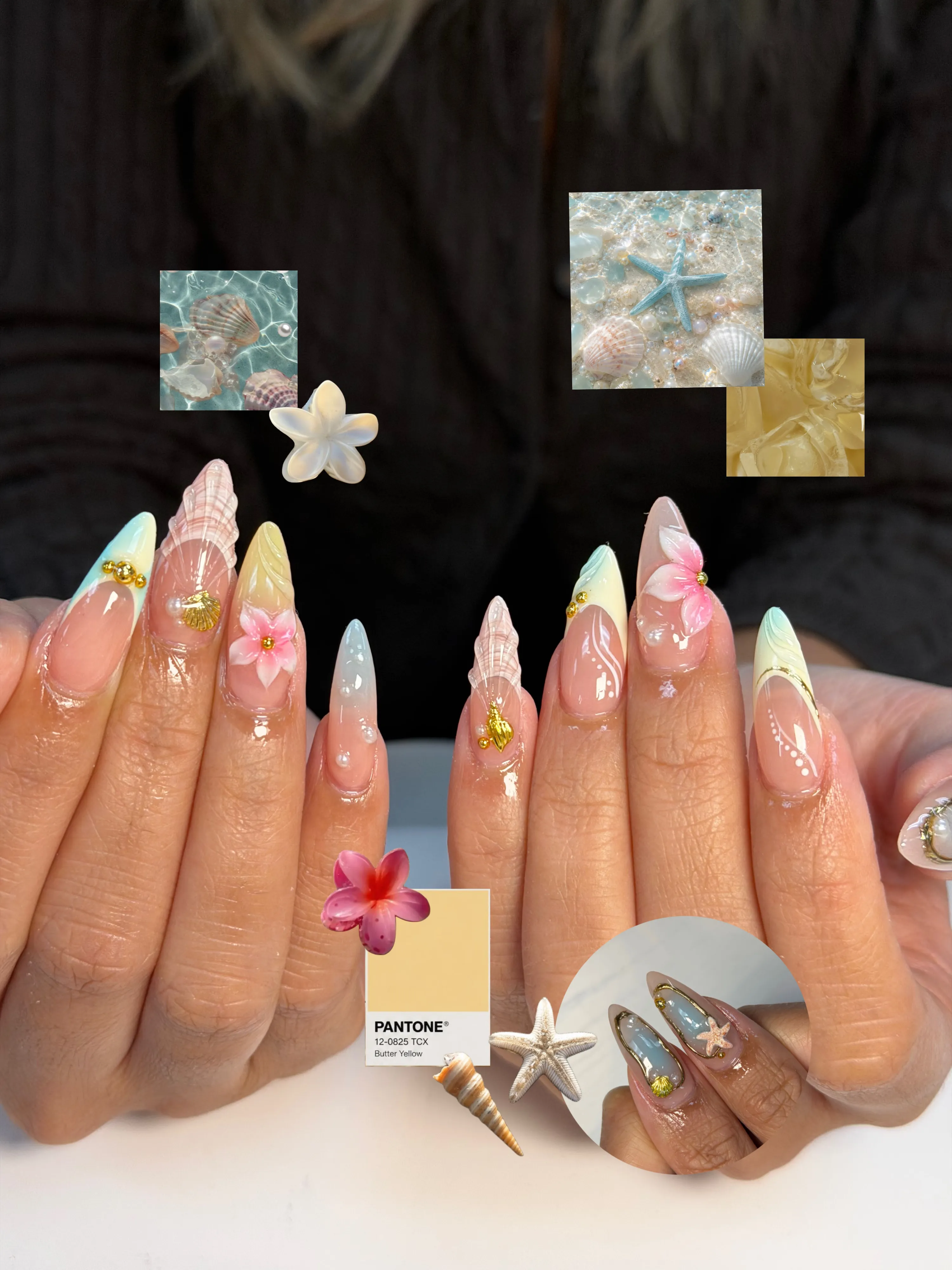 Pastel seashell nails